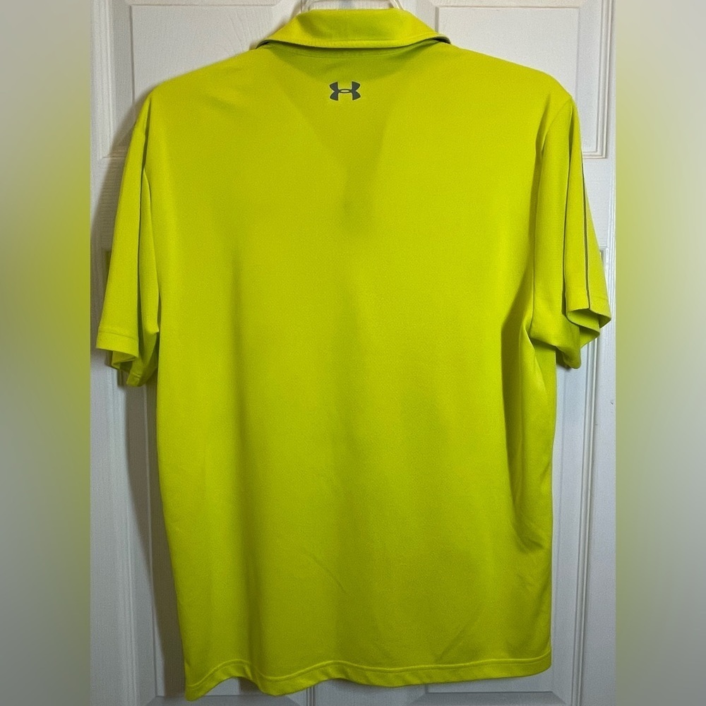 UNDER ARMOUR Men’s Golf Heatgear‎ Polo Shirt Size Large Fluorescent Yellow - Picture 2 of 3